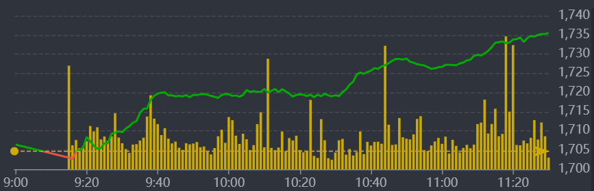 Diễn biến VN-Index sáng nay.