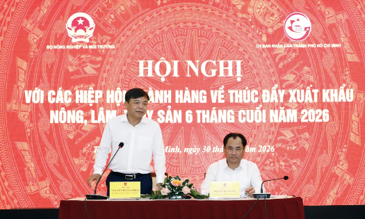 Bộ trưởng Bộ Nông nghiệp và Môi trường Trịnh Việt Hùng chủ trì Hội nghị với các hiệp hội ngành hàng. Ảnh Khương Trung