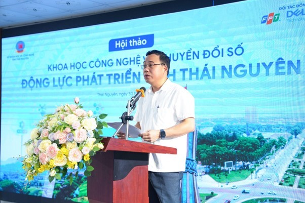 Ông Hoàng Văn Thiên - Tỉnh ủy viên, Giám đốc Sở Khoa học và Công nghệ tỉnh Thái Nguyên phát biểu khai mạc.