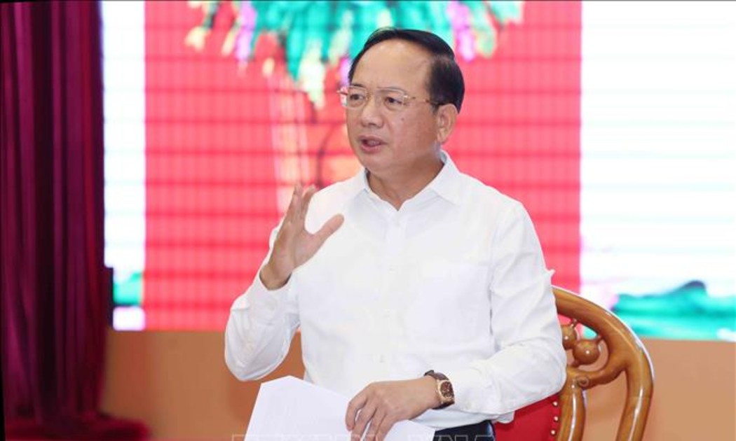Đồng chí Trịnh Văn Quyết, Uỷ viên Bộ Chính trị, Bí thư Trung ương Đảng, Trưởng Ban Tuyên giáo và Dân vận Trung ương phát biểu chỉ đạo buổi làm việc. Ảnh: Phương Hoa - TTXVN