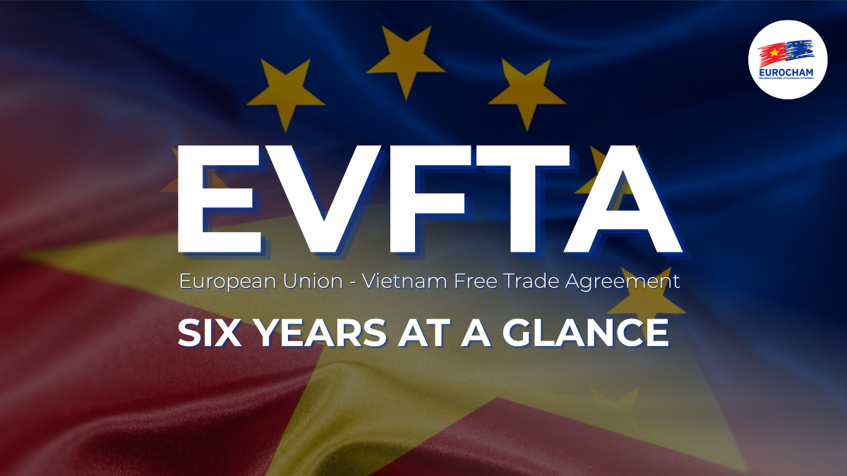 Biểu tượng 6 năm thực thi Hiệp định Thương mại tự do Việt Nam - EU. Nguồn: EuroCham.