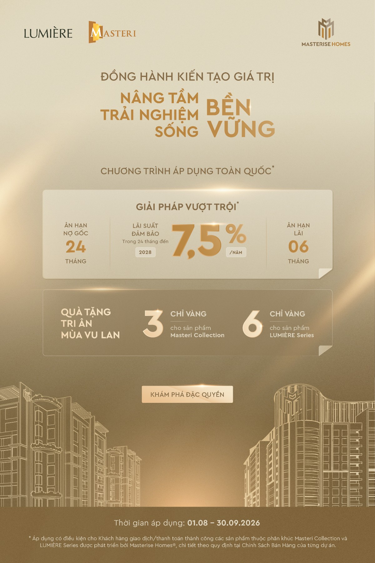 Chương trình "Đồng hành kiến tạo giá trị – Nâng tầm trải nghiệm sống bền vững" được Masterise Homes áp dụng trên toàn quốc.