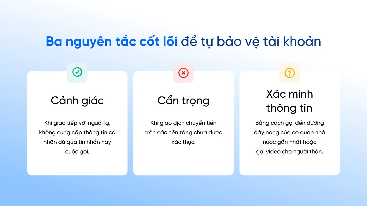 Google khuyến nghị khuyến nghị ba nguyên tắc bảo vệ cơ bản khi sử dụng Zalo. Ảnh: Google Việt Nam