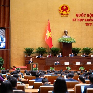 Hội trường Kỳ họp không thường lệ thứ Nhất, Quốc hội khóa XVI. Ảnh: Cổng thông tin điện tử Quốc hội.