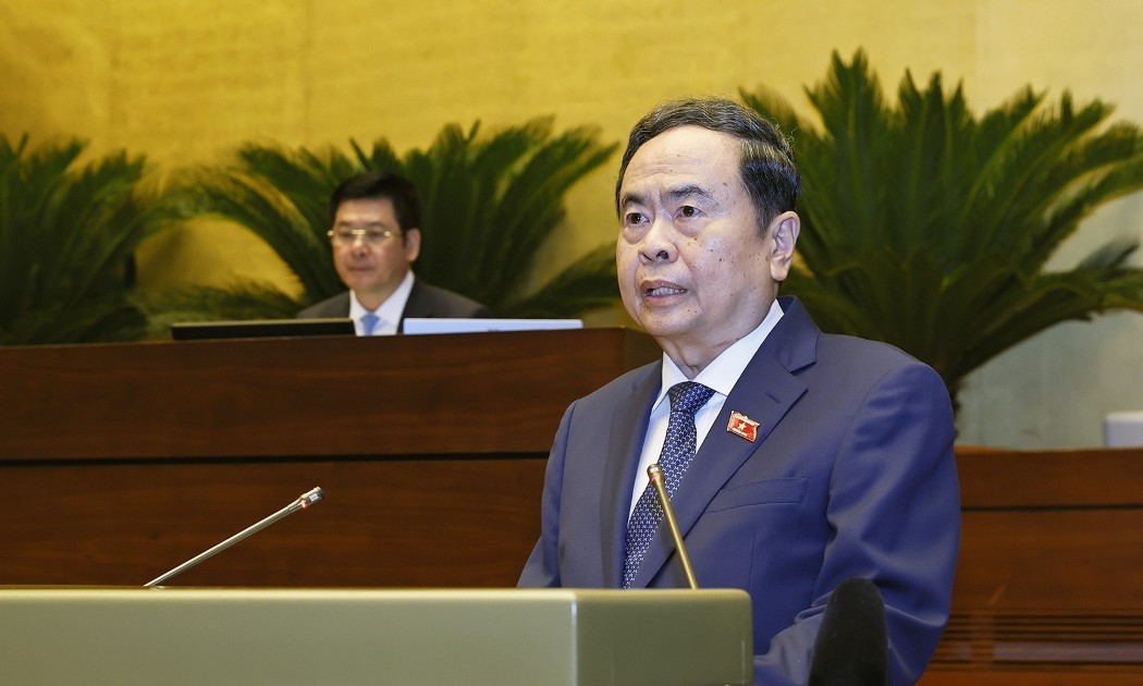Chủ tịch Quốc hội Trần Thanh Mẫn phát biểu khai mạc Kỳ họp không thường lệ thứ nhất, Quốc hội khoá XVI. Ảnh: TTXVN