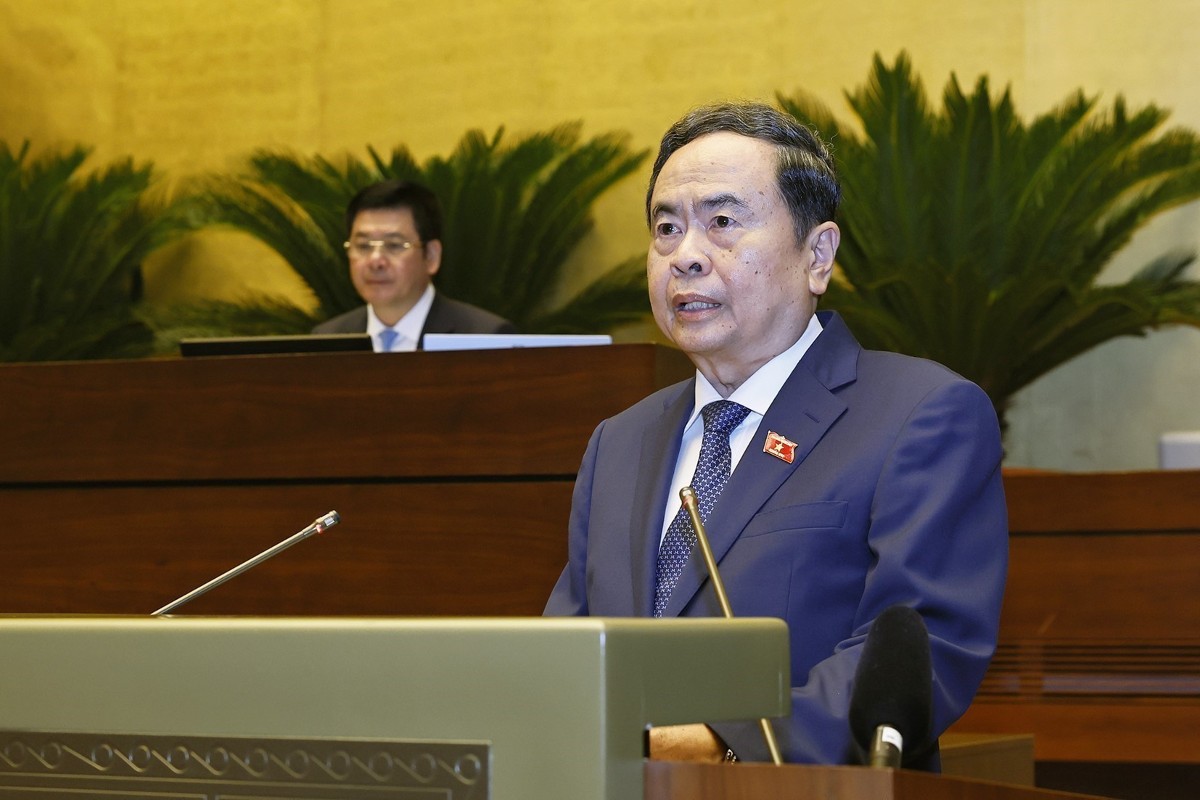 Chủ tịch Quốc hội Trần Thanh Mẫn phát biểu khai mạc Kỳ họp không thường lệ thứ nhất, Quốc hội khoá XVI. Ảnh: TTXVN