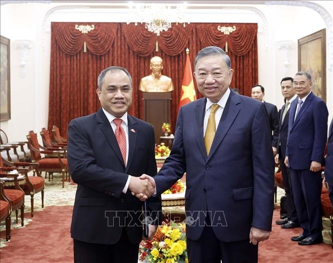 Tổng Bí thư, Chủ tịch nước Tô Lâm với Đại sứ Philippines tại Việt Nam Francisco Noel R. Fernandez III. Ảnh: Thống Nhất - TTXVN