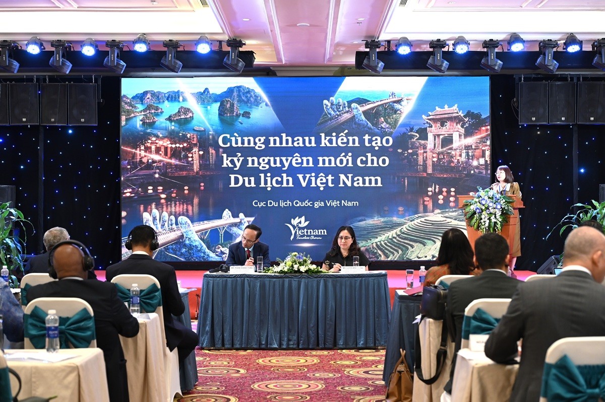 Phó Cục trưởng Cục Du lịch Quốc gia Việt Nam Nguyễn Thị Hoa Mai phát biểu tại hội nghị. Ảnh: TITC