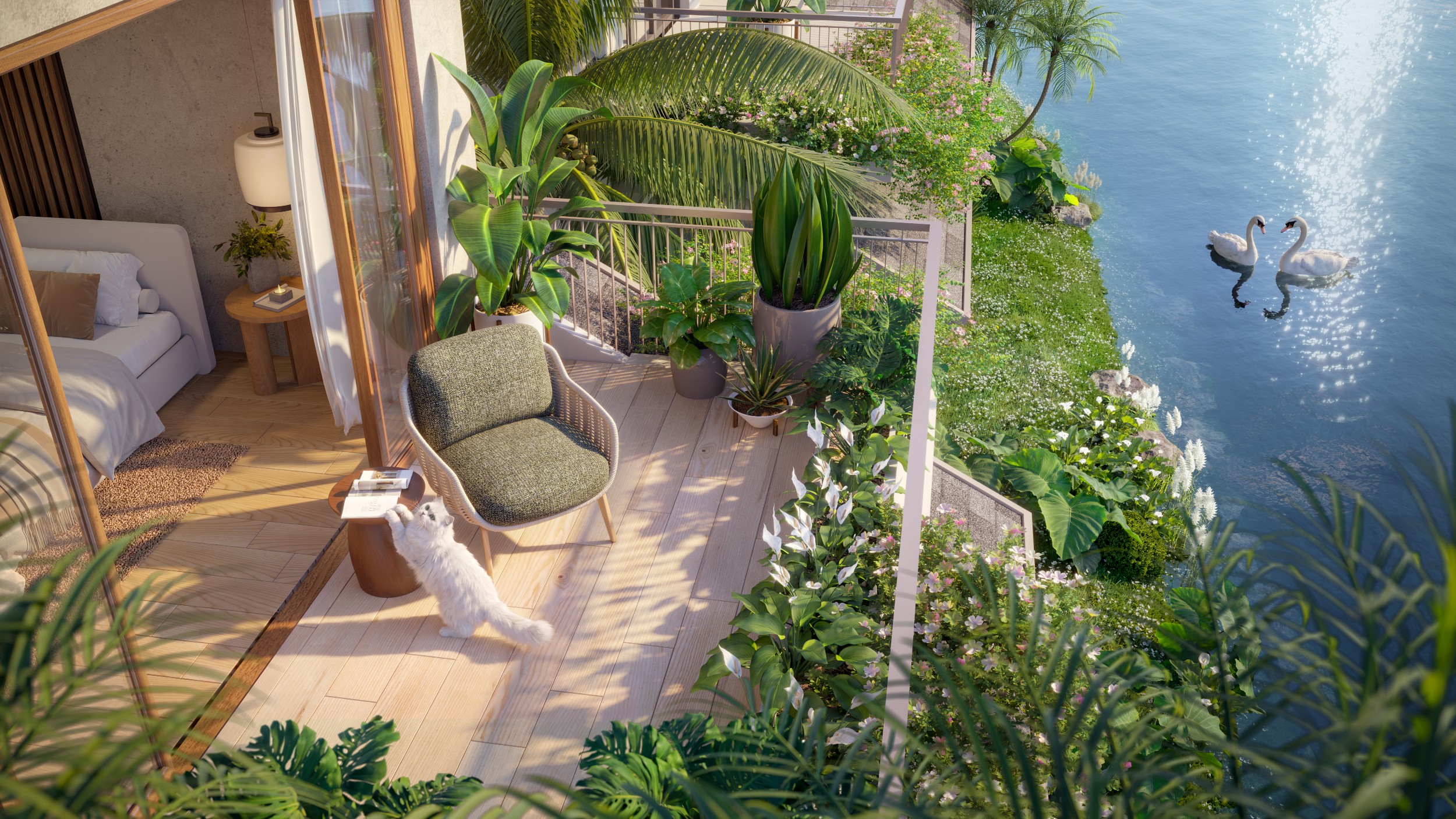 Mỗi ngày ở The Palm Island là một ngày tận hưởng cuộc sống. Ảnh phối cảnh.