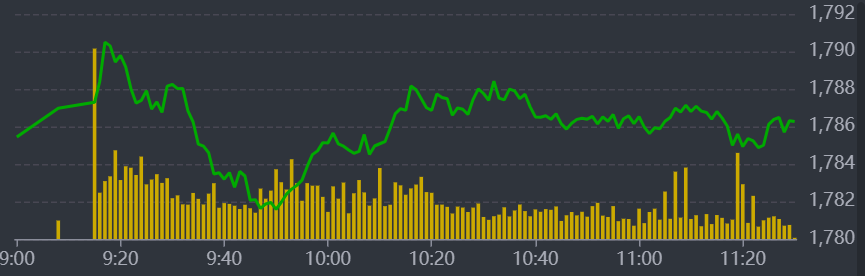 Diễn biến VN-Index sáng nay.