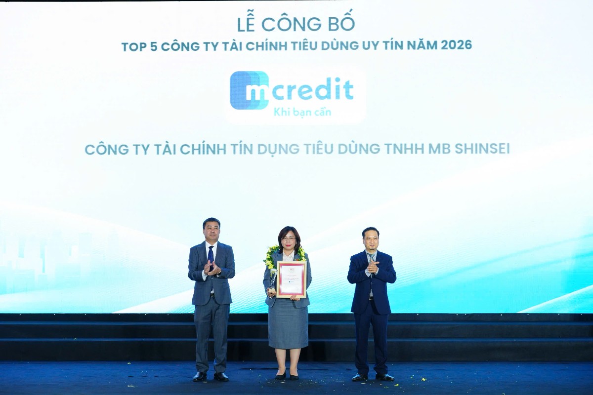 Mcredit vinh dự lọt Top 5 Công ty tài chính tiêu dùng uy tín năm 2026.