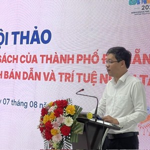 Phó giám đốc Sở KH&CN Đà Nẵng Lê Sơn Phong phát biểu tại phiên Hội thảo. Ảnh Ngô Anh Văn