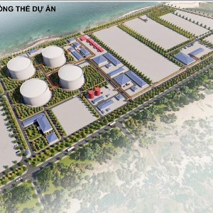 Phối cảnh tổng thể Dự án Kho LNG Bắc Trung Bộ (Kho LNG Vũng Áng). Ảnh: Ban QLKKT tỉnh Hà Tĩnh