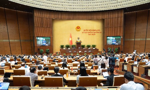 Quang cảnh Phiên họp hội trường ngày 9/8. Ảnh: Cổng thông tin điện tử Quốc hội