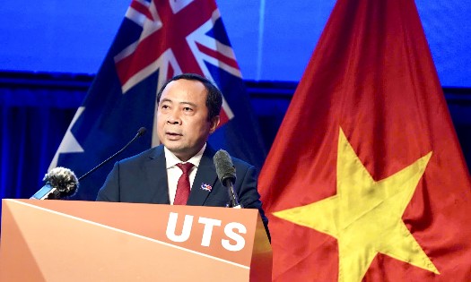 Bộ trưởng Vũ Hải Quân phát biểu tại Diễn đàn Tech Connect Việt Nam - Australia 2026. Ảnh: MST.