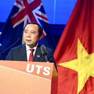 Bộ trưởng Vũ Hải Quân phát biểu tại Diễn đàn Tech Connect Việt Nam - Australia 2026. Ảnh: MST.