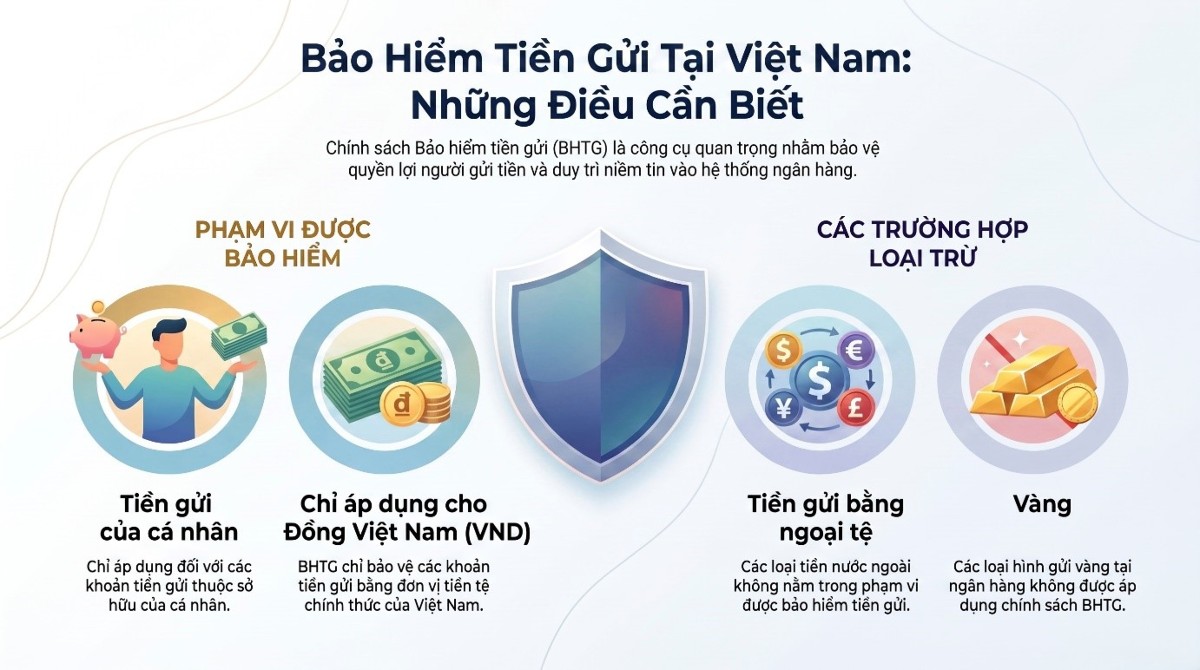 Bảo hiểm tiền gửi chỉ áp dụng đối với tiền gửi của cá nhân bằng đồng Việt Nam