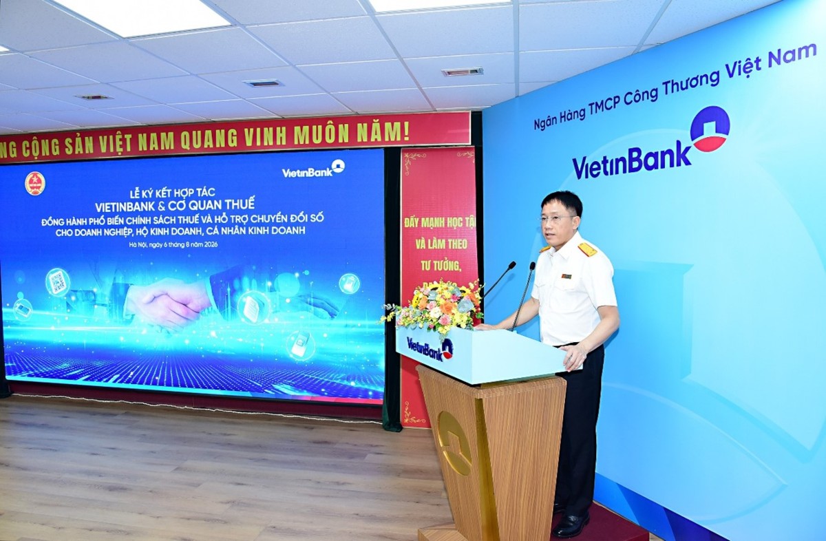 Ông Mai Sơn - Phó Cục Trưởng Cục Thuế đánh giá cao sự đồng hành của VietinBank. Ảnh: VietinBank.