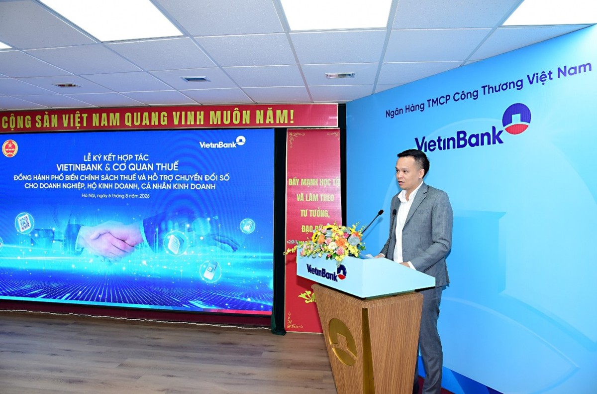 Ông Nguyễn Trần Mạnh Trung - Thành viên Hội đồng Quản trị, Tổng giám đốc VietinBank phát biểu tại buổi lễ. Ảnh: VietinBank.