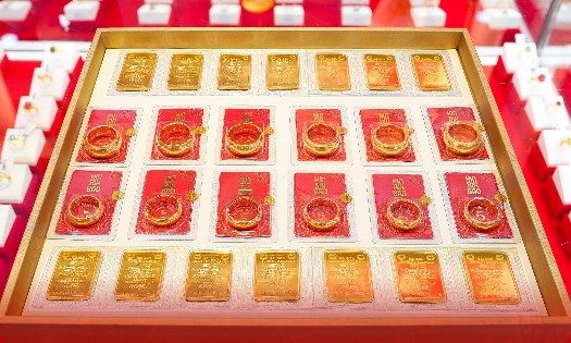 Giá mua, bán vàng miếng SJC giảm phổ biến 600 nghìn đồng/lượng. Ảnh: Bảo Tín Mạnh Hải