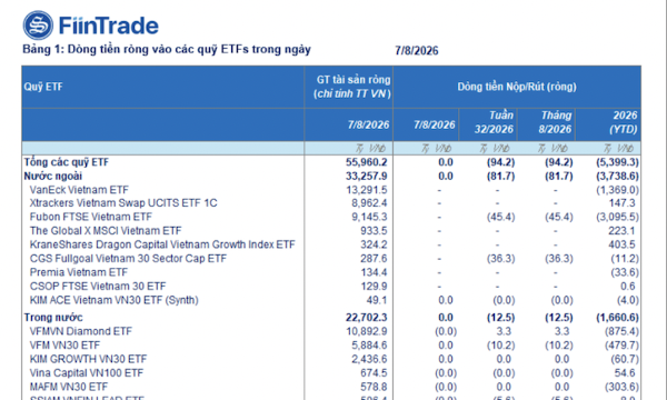 Các ETF lại đổi xu hướng rút ròng trong tuần qua