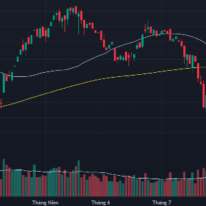 VN-Index và các đường trung bình MA200 ngày, MA50 ngày.