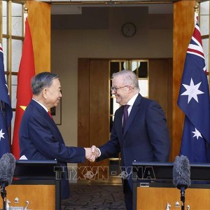 Tổng Bí thư, Chủ tịch nước Tô Lâm và Thủ tướng Australia Anthony Albanese - Ảnh: TTXVN