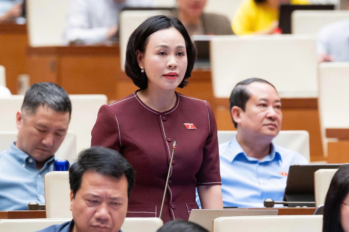 Đại biểu Trần Thị Hồng Thanh, Đoàn ĐBQH tỉnh Ninh Bình phát biểu. Ảnh: Quốc hội