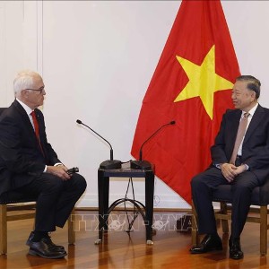Tổng Bí thư, Chủ tịch nước Tô Lâm tiếp nguyên Thủ tướng Australia Malcolm Turnbull AC, Chủ tịch Công ty công nghệ Advanced Navigation. Ảnh: Thống Nhất – TTXVN