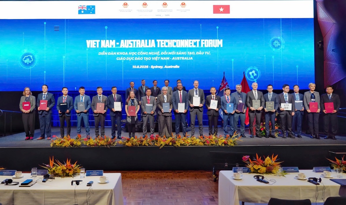 Quỹ Phát triển khoa học và công nghệ Quốc gia (NAFOSTED) và Cơ quan Nghiên cứu Khoa học và Công nghiệp Australia (CSIRO) trao thỏa thuận hợp tác, mở thêm cơ hội kết nối nguồn lực và triển khai các chương trình hợp tác khoa học, công nghệ và đổi mới sáng tạo ngày 10/8. Ảnh: MST.