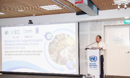 Ông Tăng Thế Cường, Cục trưởng Cục Môi trường, Bộ Nông nghiệp và Môi trường phát biểu tại Hội thảo. Ảnh: UNDP Việt Nam