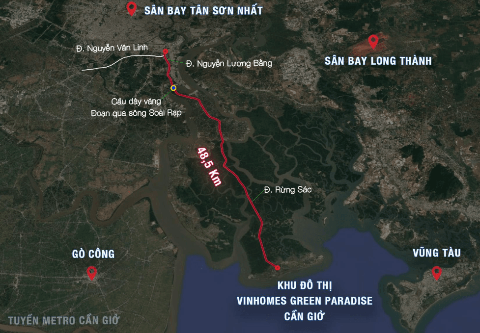 Tuyến đường sắt đô thị Bến Thành - Cần Giờ có chiều dài 53,8 km được xác định đi qua vùng đệm của Khu dự trữ sinh quyển thế giới Cần Giờ nhằm hạn chế tác động đến hệ sinh thái khu vực. Ảnh: An ninh Tiền tệ