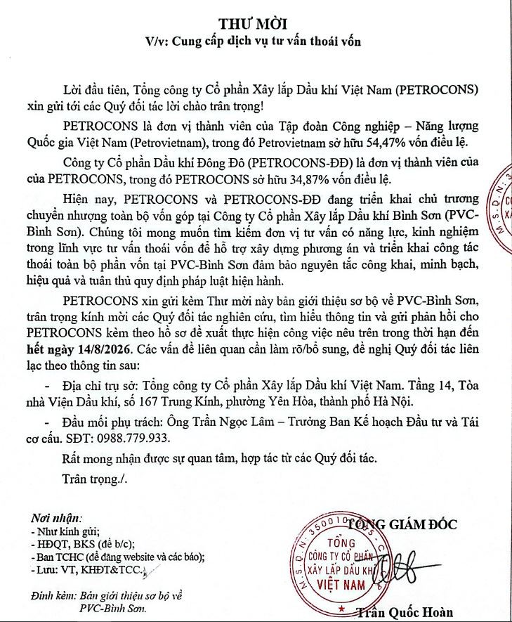 Nguồn: PETROCONS.