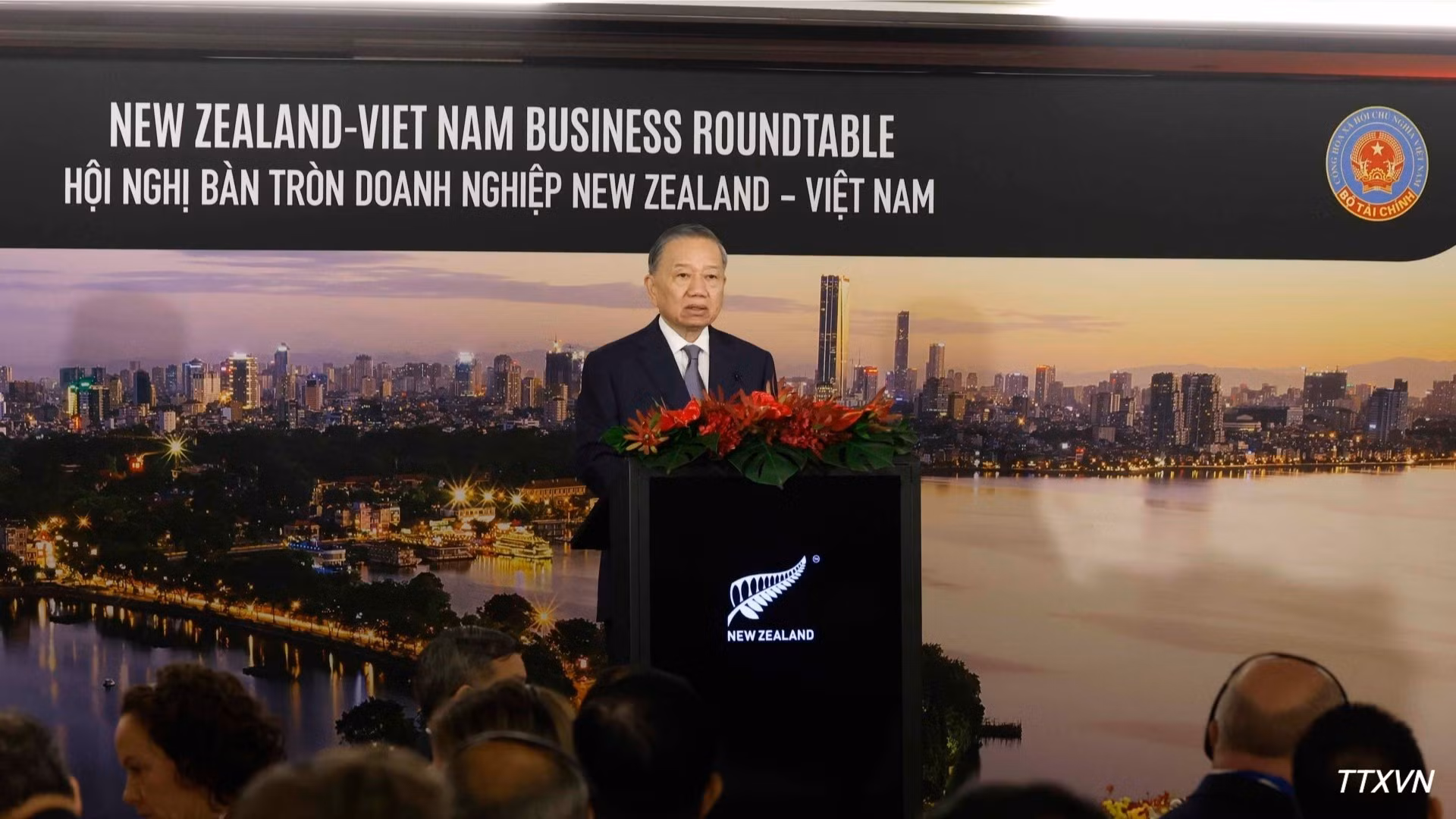 Tổng Bí thư, Chủ tịch nước Tô Lâm phát biểu tại Tọa đàm doanh nghiệp Việt Nam-New Zealand. Ảnh: Thống Nhất/TTXVN
