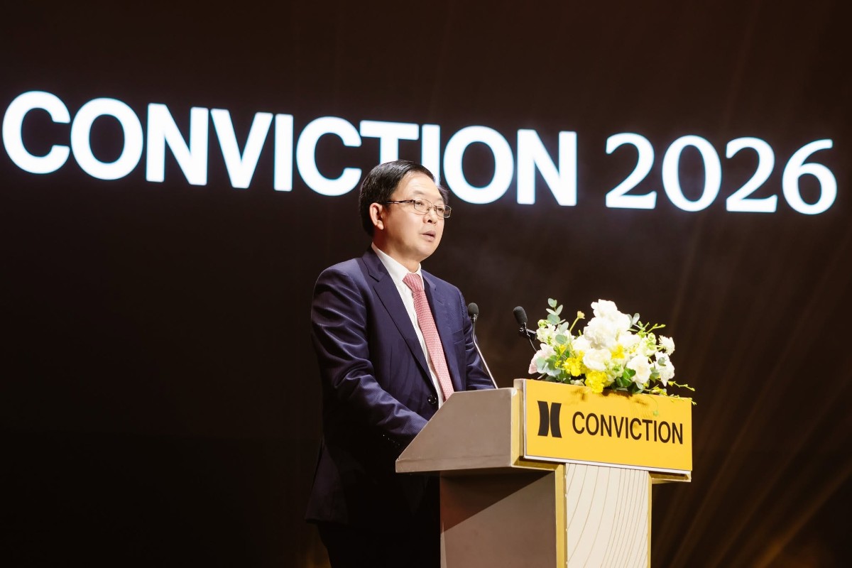 Phó Thủ tướng Chính phủ Hồ Quốc Dũng phát biểu chỉ đạo tại phiên khai mạc Conviction 2026, sáng 14/8 - Ảnh: H.Vinh.
