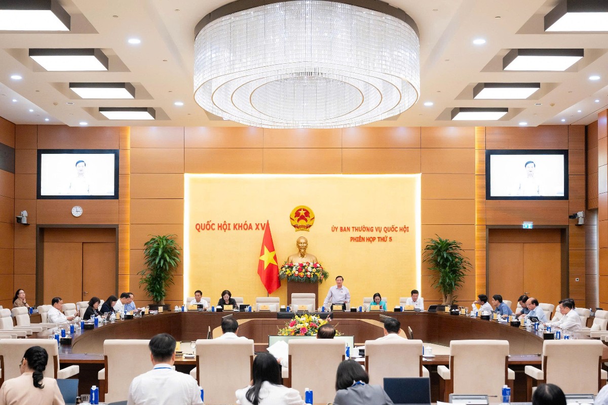 Quang cảnh Phiên họp thứ 5 của Ủy ban Thường vụ Quốc hội, chiều 14/8. Ảnh: Cổng thông tin điện tử Quốc hội.