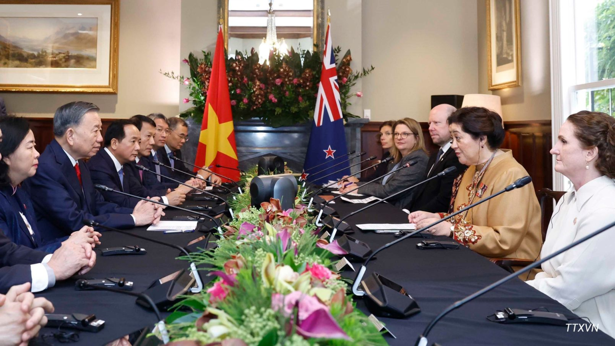 Tổng Bí thư, Chủ tịch nước Tô Lâm hội kiến Toàn quyền New Zealand Dame Cindy Kiro. Ảnh: TTXVN.