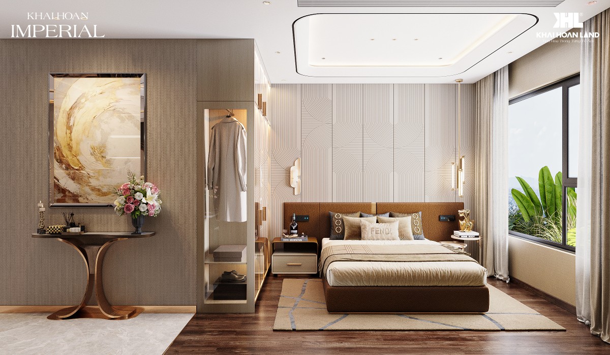 Căn hộ mẫu Khải Hoàn Imperial được thiết kế tinh gọn kết hợp với vật liệu hoàn thiện sang trọng tạo nên không gian nghỉ ngơi ấm áp và bền vững với thời gian.