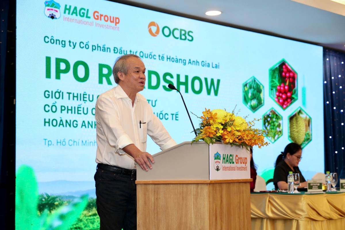 Ông Đoàn Nguyên Đức, Chủ tịch HĐQT CTCP Hoàng Anh Gia Lai (bầu Đức) tại buổi roadshow - Ảnh: HAGL.