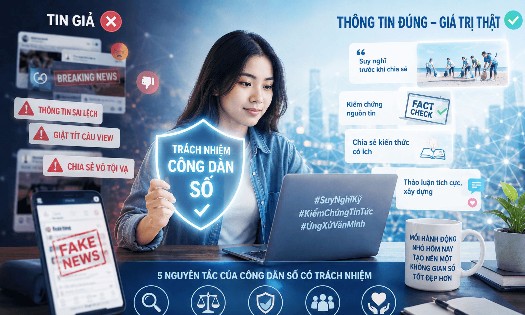 Phổ biến kiến thức, kỹ năng số và kỹ năng kiểm chứng thông tin phải được coi là một cấu phần của công tác bảo vệ nền tảng tư tưởng trong thời đại số. Ảnh minh họa: Khắc Minh