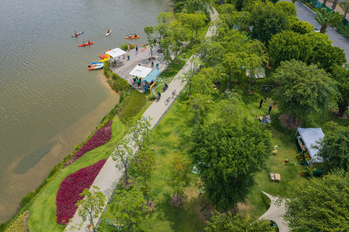 Một góc công viên Hồ Thiên Nga, Eco Retreat. Ảnh: Phong Anh.