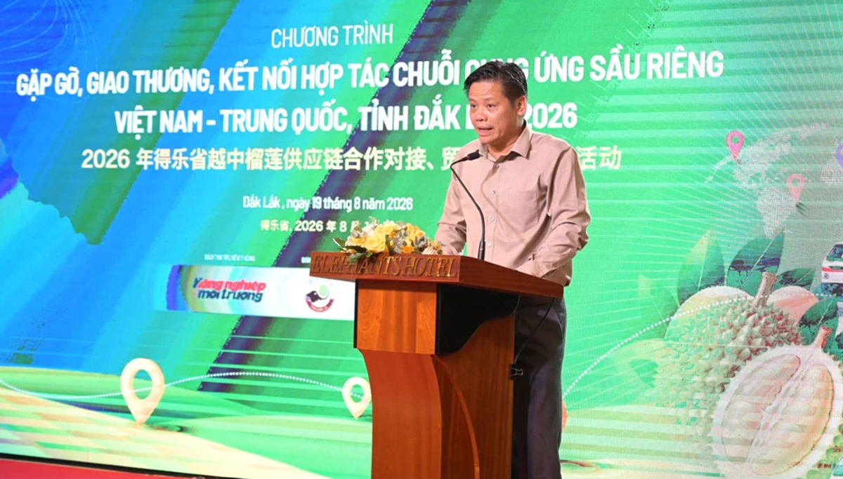 Ông Lê Anh Trung: "Thị trường Trung Quốc có ý nghĩa đặc biệt quan trọng đối với người trồng và doanh nghiệp sầu riêng Việt Nam". Ảnh: Ban tổ chức.
