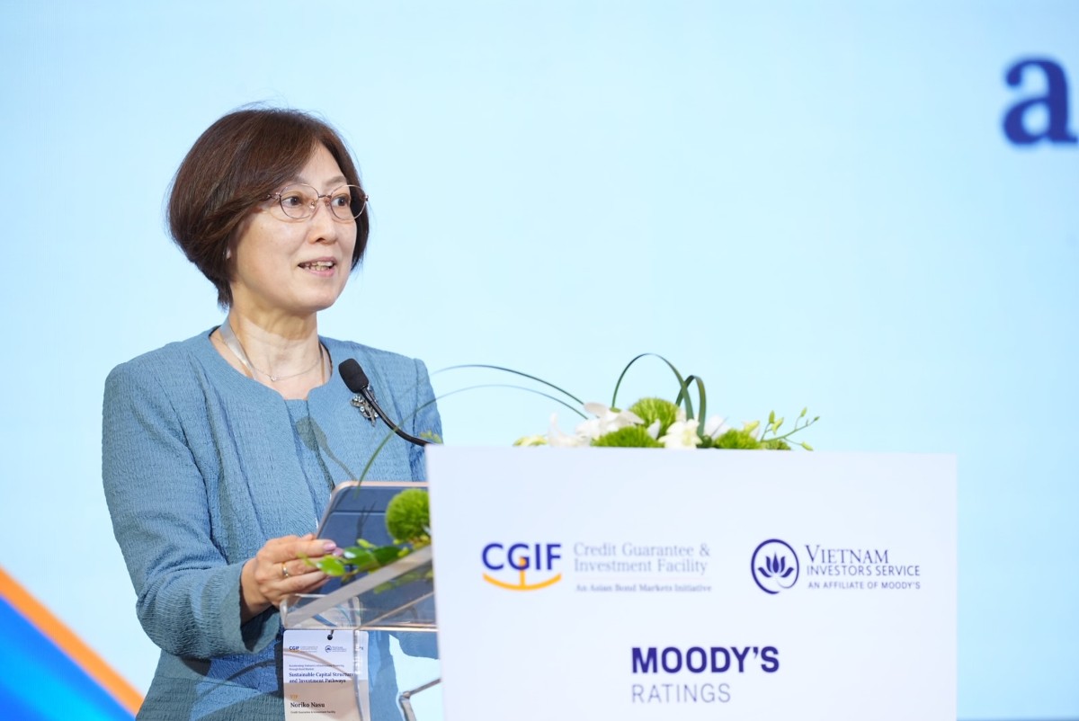 Bà Noriko Nasu, Giám đốc điều hành của CGIF, nhấn mạnh tầm quan trọng của các định chế tài trợ trong các dự án hạ tầng. Ảnh: VIS Rating.