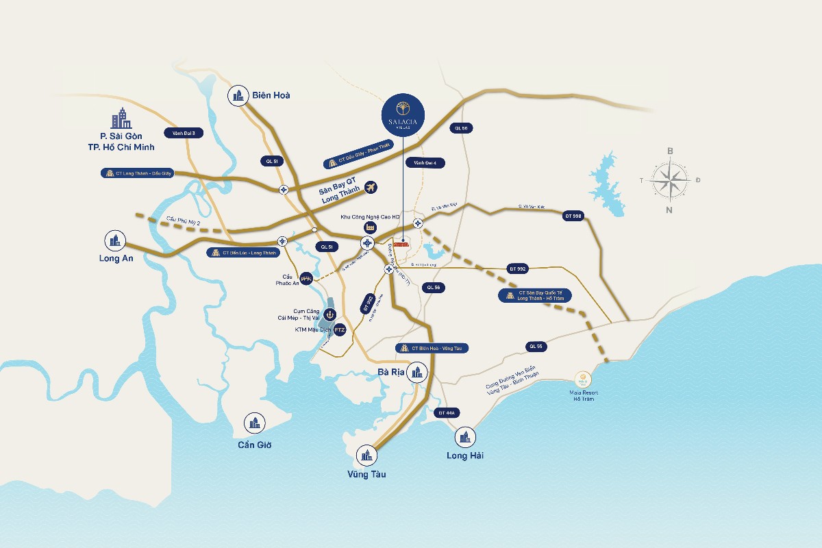 Salacia Villas nằm giữa các cực tăng trưởng trọng điểm tại khu vực phía Đông TP.HCM. Nguồn: Dự án.