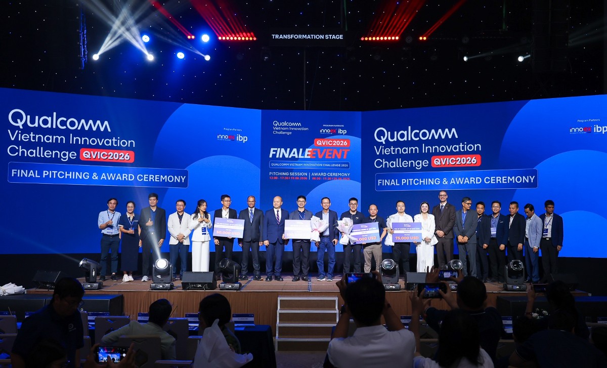 Qualcomm đã công bố 5 startup chiến thắng tại vòng chung kết QVIC 2026 với tổng giá trị 255.000 USD, tối 20/8.
