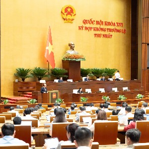 Quốc hội nghe báo cáo về cơ chế, chính sách đối với dự án xây dựng khu đô thị lấn biển và ý kiến thẩm tra về nội dung này. Ảnh: QH