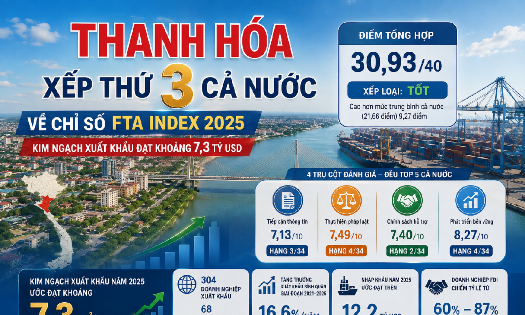 Thanh Hóa xếp thứ 3 cả nước chỉ số FTA index (đồ họa TXT)