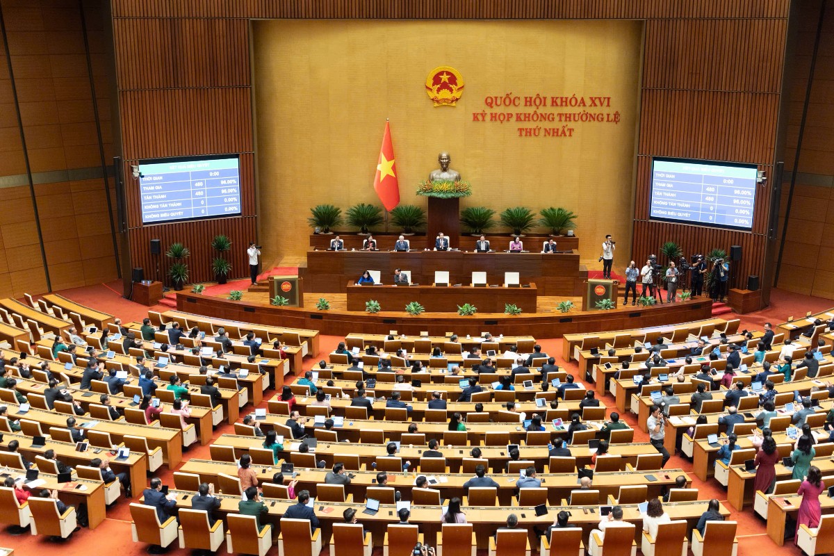 Quốc hội biểu quyết thông qua Nghị quyết về việc thành lập thành phố Bắc Ninh. Ảnh: Quốc hội.