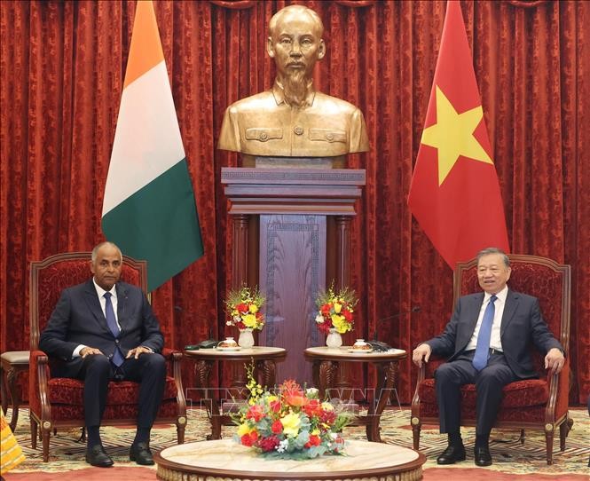Tổng Bí thư, Chủ tịch nước Tô Lâm tiếp Chủ tịch Quốc hội Côte d’Ivoire Patrick Achi thăm chính thức Việt Nam. Ảnh: Thống Nhất – TTXVN