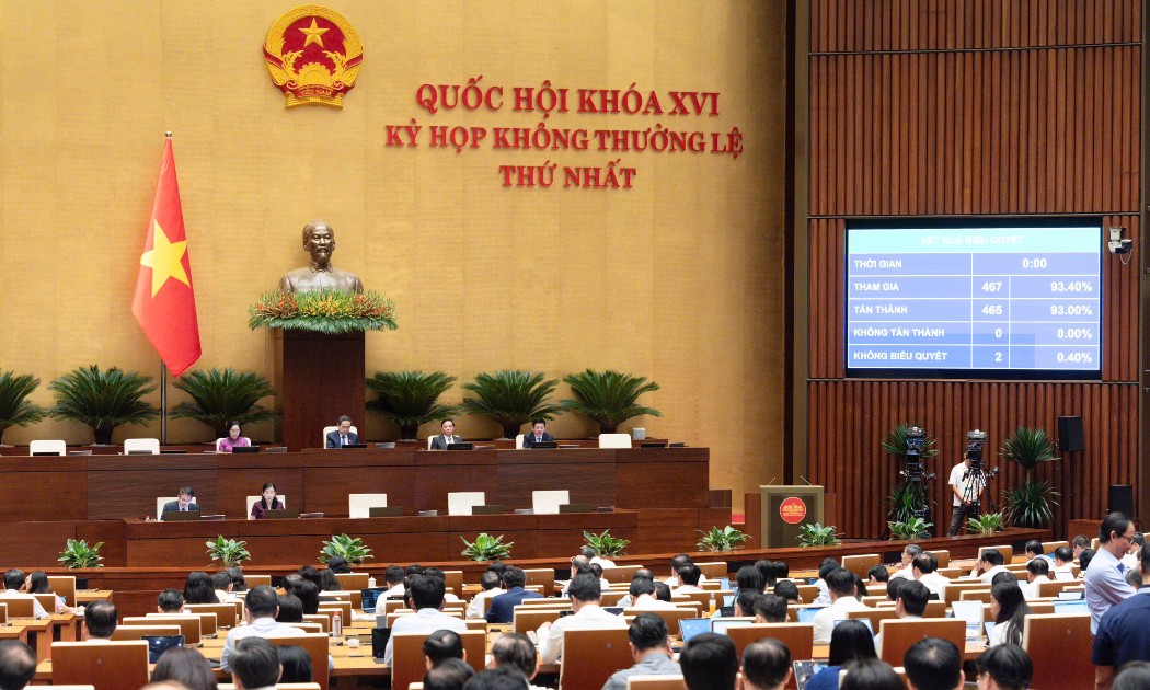 Quốc hội biểu quyết thông qua Luật sửa đổi, bổ sung một số điều của 10 luật thuộc lĩnh vực nông nghiệp và môi trường. Ảnh: Trang Thông tin điện tử của Quốc hội.